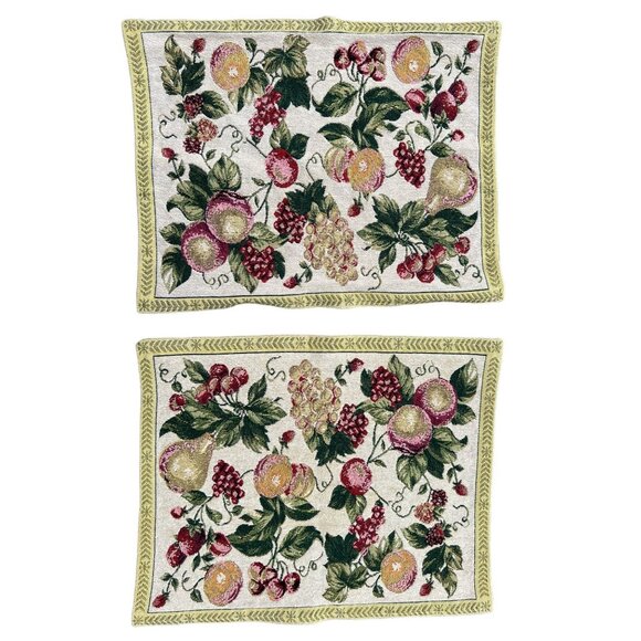 Set Of 4 Waverly Vintage Fruit Tapestry Placemats 13.5" x 17" LIned - Picture 2 of 5